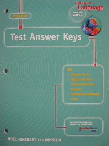 (image for) Elements of Language 4th Crs Test Answer Keys (P)
