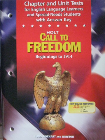 (image for) Call to Freedom Beginnings to 1914 Chapter & Unit Tests (P)