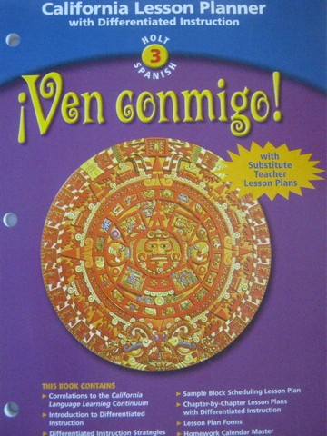 (image for) Ven conmigo! 3 California Lesson Planner (CA)(P)