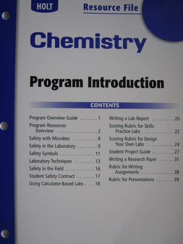 (image for) Holt Chemistry Resource File Program Introduction (P)