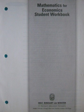 (image for) Mathematics for Economics Student Workbook (P)