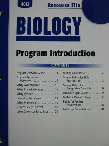 (image for) Holt Biology Resource File Program Introduction (P)