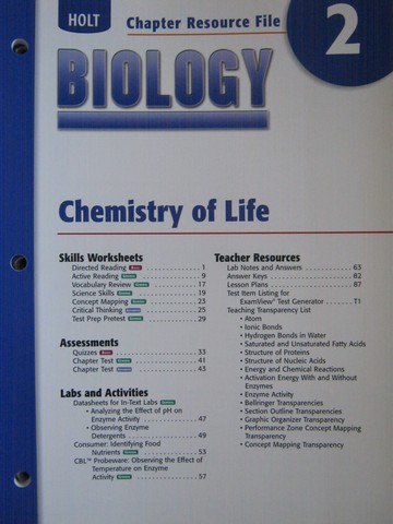 (image for) Holt Biology Chapter Resource File 2 (P)