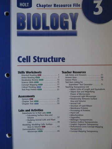 (image for) Holt Biology Chapter Resource File 3 (P)