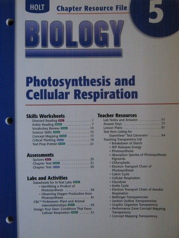(image for) Holt Biology Chapter Resource File 5 (P)