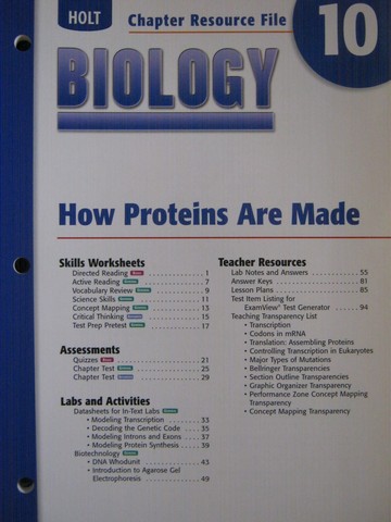 (image for) Holt Biology Chapter Resource File 10 (P)
