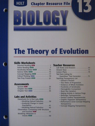 (image for) Holt Biology Chapter Resource File 13 (P)