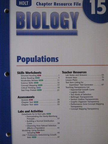 (image for) Holt Biology Chapter Resource File 15 (P)