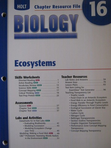 (image for) Holt Biology Chapter Resource File 16 (P)
