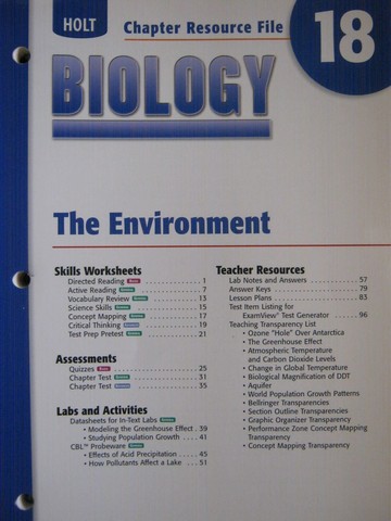 (image for) Holt Biology Chapter Resource File 18 (P)