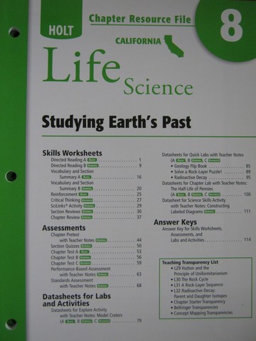 (image for) California Life Science Chapter Resource File 8 (CA)(P)