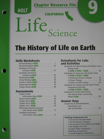 (image for) California Life Science Chapter Resource File 9 (CA)(P)