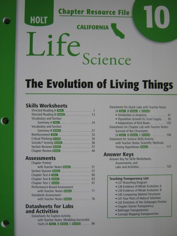 (image for) California Life Science Chapter Resource File 10 (CA)(P)
