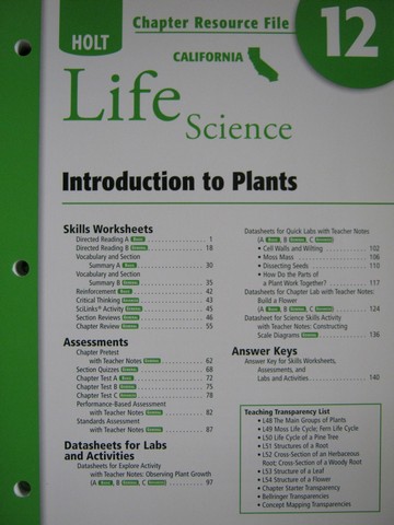 (image for) California Life Science Chapter Resource File 12 (CA)(P)