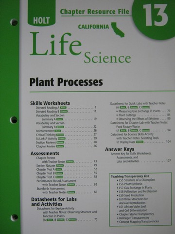 (image for) California Life Science Chapter Resource File 13 (CA)(P)