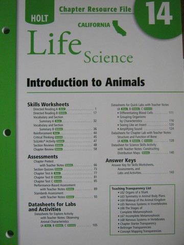 (image for) California Life Science Chapter Resource File 14 (CA)(P)