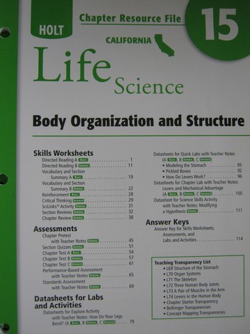 (image for) California Life Science Chapter Resource File 15 (CA)(P)