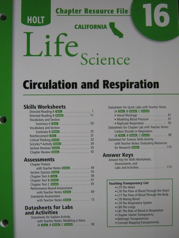 (image for) California Life Science Chapter Resource File 16 (CA)(P)