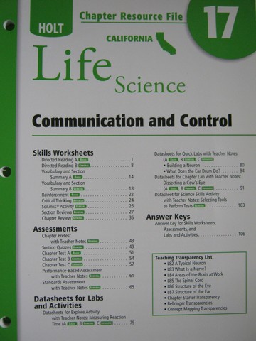 (image for) California Life Science Chapter Resource File 17 (CA)(P)