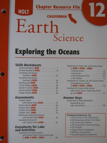 (image for) California Earth Science Chapter Resource File 12 (CA)(P)