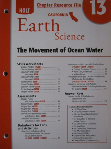 (image for) California Earth Science Chapter Resource File 13 (CA)(P)