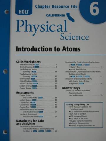 (image for) California Physical Science Chapter Resource File 6 (CA)(P)