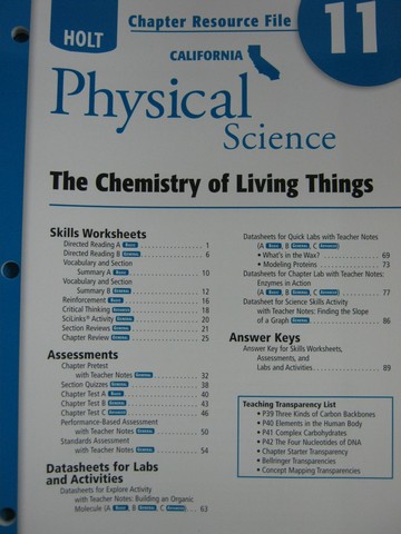 (image for) California Physical Science Chapter Resource File 11 (CA)(P)