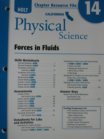 (image for) California Physical Science Chapter Resource File 14 (CA)(P)