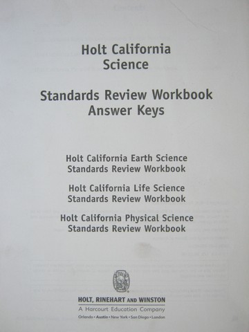 (image for) California Science Standards Review Workbook Answer Keys (P) - Click Image to Close