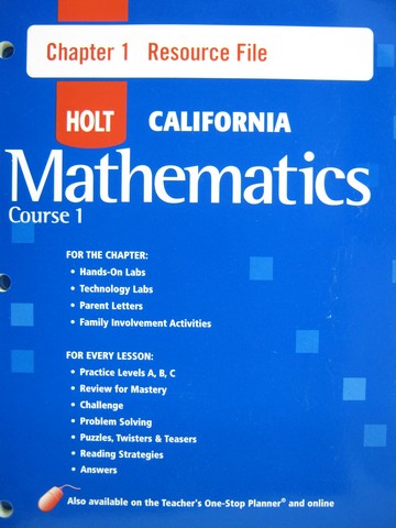 (image for) California Mathematics Course 1 Chapter 1 Resource File (P)