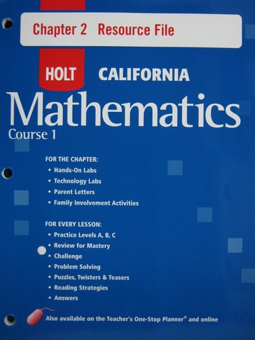 (image for) California Mathematics Course 1 Chapter 2 Resource File (P) - Click Image to Close
