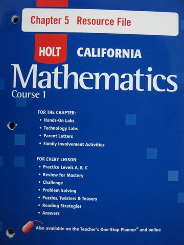 (image for) California Mathematics Course 1 Chapter 5 Resource File (P)
