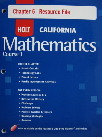 (image for) California Mathematics Course 1 Chapter 6 Resource File (P)