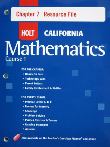 (image for) California Mathematics Course 1 Chapter 7 Resource File (P) - Click Image to Close