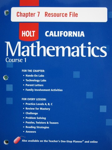 (image for) California Mathematics Course 1 Chapter 7 Resource File (P)