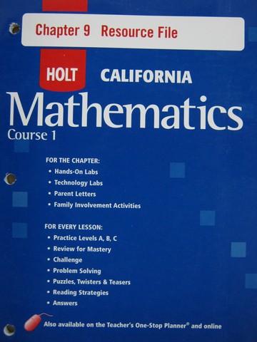 (image for) California Mathematics Course 1 Chapter 9 Resource File (P)
