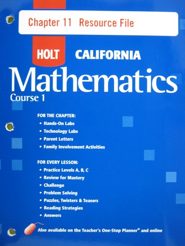 (image for) California Mathematics Course 1 Chapter 11 Resource File (P) - Click Image to Close