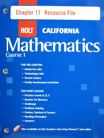 (image for) California Mathematics Course 1 Chapter 11 Resource File (P)