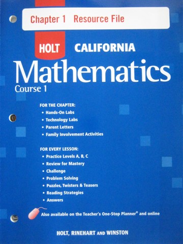(image for) California Mathematics Course 1 Chapter Resource (CA)(Pk)