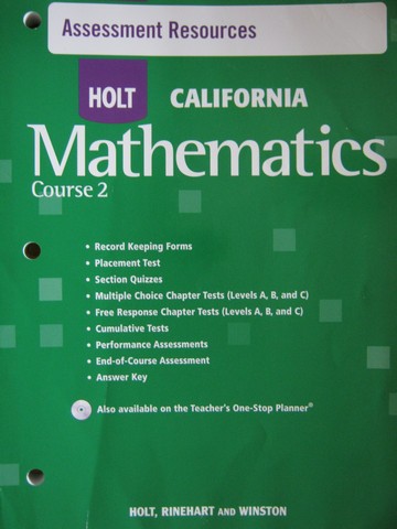 (image for) California Mathematics Course 2 Assessment Resources (P)