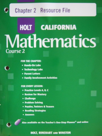 (image for) California Mathematics Course 2 Chapter 2 Resource File (P) - Click Image to Close