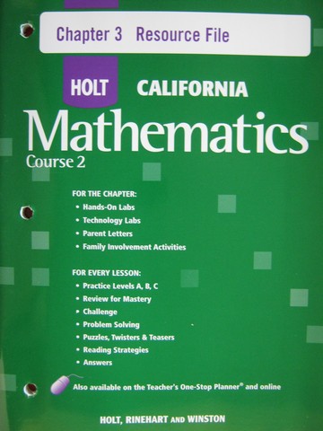 (image for) California Mathematics Course 2 Chapter 3 Resource File (P)