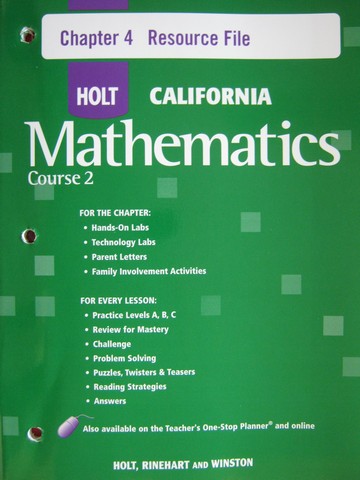 (image for) California Mathematics Course 2 Chapter 4 Resource File (P)