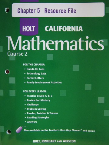 (image for) California Mathematics Course 2 Chapter 5 Resource File (P) - Click Image to Close