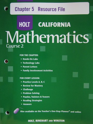 (image for) California Mathematics Course 2 Chapter 5 Resource File (P)