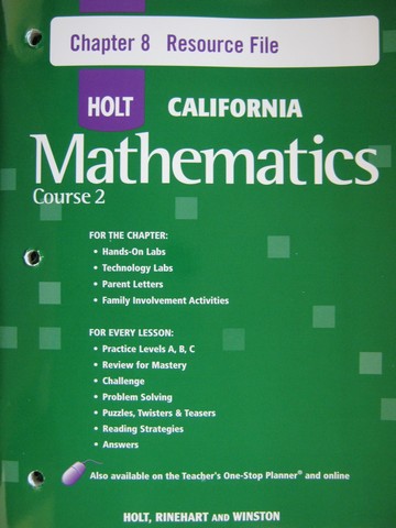 (image for) California Mathematics Course 2 Chapter 8 Resource File (P) - Click Image to Close