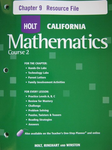 (image for) California Mathematics Course 2 Chapter 9 Resource File (P) - Click Image to Close