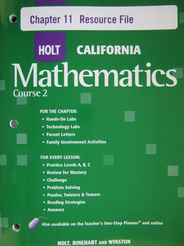 (image for) California Mathematics Course 2 Chapter 11 Resource File (P) - Click Image to Close