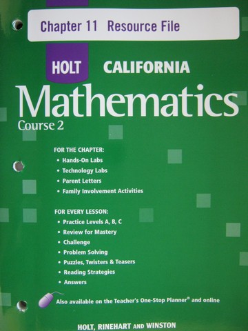 (image for) California Mathematics Course 2 Chapter 11 Resource File (P)