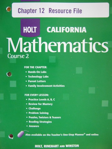 (image for) California Mathematics Course 2 Chapter 12 Resource File (P)